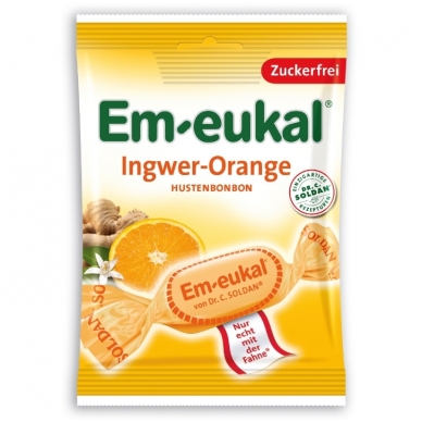 Em-eukal® IMBIERŲ ir APELSINŲ skonio pastilės su vitaminu C ir saldikliais